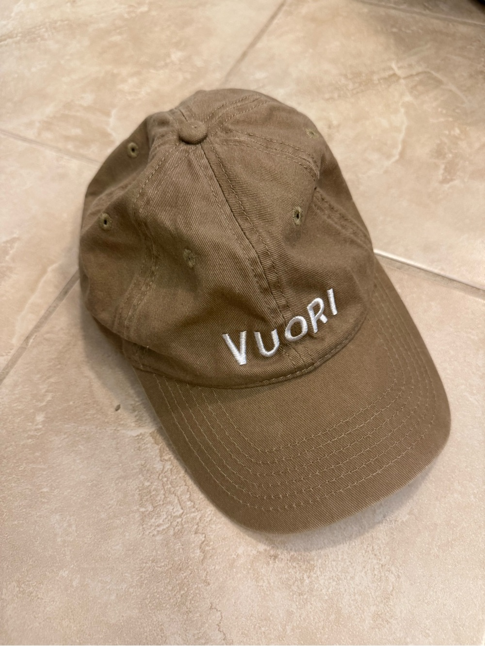 Vuori Kids Olive Brown Baseball Cap with White Logo